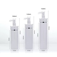 Flacon vide de luxe en plastique PET blanc 120ml 150ml pour lotion corporelle, shampoing, après-shampoing avec pompe dorée et bouchon à vis sérigraphié