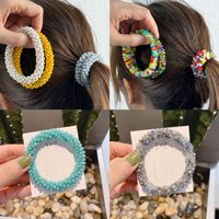 Coleteros de cristal con purpurina, coleteros apilables, pulseras elásticas con cuentas, sujetadores de cola de caballo, bandas para el cabello con diamantes de imitación brillantes