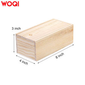 WOQI bitmemiş çam ahşap kare saklama kutusu sürgülü kapak Vintage hatıra kart konteyner küçük hediye kutusu için sanat hobi DIY zanaat - Product Image 2
