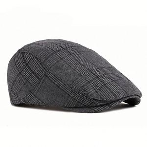 <b>Mens</b> Striped Plaid Newsboy Hats <b>Men's</b> Cotton <b>Flat</b> Hat Adjustable Irish Cabbie Driving Hunting <b>Cap</b> - Product Image 3