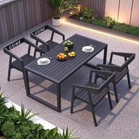 Ensemble table et chaises de patio extérieur, table à manger imperméable et résistante au soleil pour parc, loisirs, balcon, combinaison table et chaises