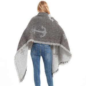 Phụ Nữ Của Vòng Tròn Dày Sợi Tua Dài Dệt Mùa Đông Khăn Quàng Khăn Choàng Phụ Nữ Poncho Neo Mô Hình - Product Image 2