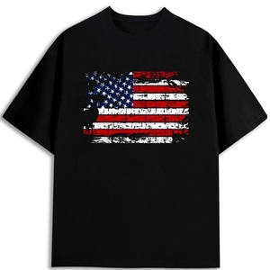 Camiseta Patriótica de Cuello Redondo para Hombre, 180GSM, 100% Algodón, Diseño de Bandera Americana, Envío desde EE. UU. - Product Image 1