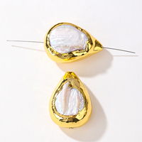 Perle baroque en forme de larme plaquée or 18 carats à deux trous pour la fabrication de bijoux