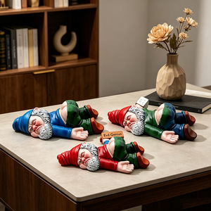Drunken Dwarf Resin Figurines Red And Blue Cartoon Dolls Indoor Decor Home Desktop Ornaments Christmas Decoration - Product Image 1