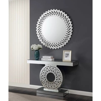 Mobilier moderne de salon Table console avec miroir doré Ensemble table console en verre avec miroir