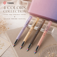 YIREN - Pluma Estilográfica con Diseño de Oso, 4 Colores, Punta de Acero Inoxidable, Revestimiento de Goma, Escritura Suave, Regalo de Papelería