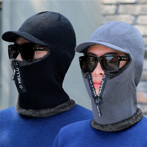 New Men Winter Warm Wool Hat Outdoor Ear Protection Hats Warm Thick Bicycle Knitted Capd Scarf Windproof Visors Cap - Product Image 2
