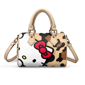 Versatile Denim Bowling Bag with Cartoon <strong>Kitty</strong> &amp; Cookie Print, Trendy Small Shoulder <strong>Purse</strong> Handbags - Product Image 1