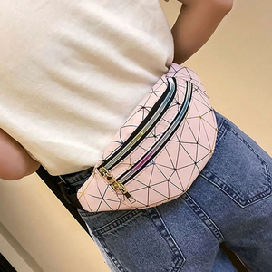 Riñoneras Deportivas Unisex para Ciclismo y Actividades al Aire Libre, con Diseño Geométrico Plateado Láser, para Teléfono, de PU, para Playa y Viajes - Product Image 3