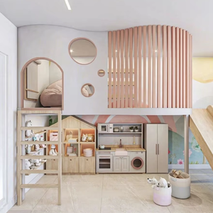 Maisonnette pour enfants en bois massif, conçue sur mesure, au design créatif, avec une base secrète et un <span class=keywords><strong>lit</strong></span> intégré avec <span class=keywords><strong>toboggan</strong></span> - Product Image 1