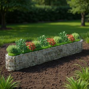 Jardinera Elevada Gabion de 157.5 x 19.7 x 19.7 Pulgadas, Hierro Galvanizado Plateado, Decoración para Exteriores - Product Image 2