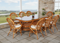 Ensemble de salle à manger en rotin JAVA, design asiatique traditionnel, mobilier confortable pour la maison, la villa, l'hôtel, Indonésie