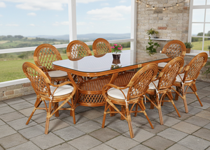 Juego de Comedor de Ratán JAVA en Oferta con Diseño Asiático Tradicional, Mesa Larga y Cómoda para el Hogar, Villas y Hoteles, Indonesia - Product Image 2