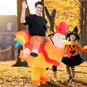 Disfraz inflable del Día de Acción de Gracias Turquía fiesta inflable gigante disfraz adulto medio traje Cosplay traje inflable