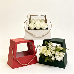Scatola per Bouquet Personalizzata all'Ingrosso, Confezione per Fiori con Fodera in Spugna, Laminazione Opaca, Porta Fiori Portatile per Regalo Festa della Mamma - Product Image 1