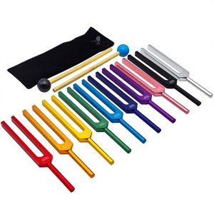 Juego de Diapasones de Chakra de 10 Colores y 432Hz, de Aleación de Aluminio, para Sanación Sonora, con Martillo de Madera, Bola de Goma y Silicona, Venta al Por Mayor - Product Image 1