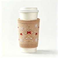 Manchon de tasse à café réutilisable MSYO avec logo personnalisé, en crochet, style pull de voyage, pour thé ou glace, motif pull de Noël