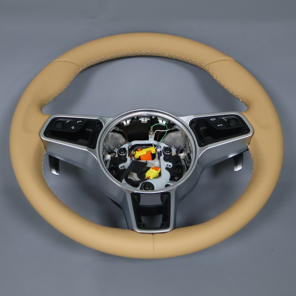 Custom Full Beige Steering Wheel with Rivets (Porsche Fitment), photo 5