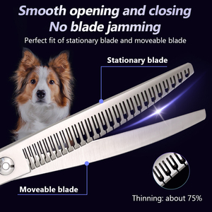 Yijiang Profissional 7.5 Polegada VG10 Pet Grooming Curvo Chunker Tesoura Com Pente Dentes Cão Natural Tesouras Tijeras Para Perros - Product Image 3