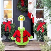 Déguisement de Noël pour animaux de compagnie en polyester à motif uni, vert plumeux, 23 pouces, design Europe-Amérique, pour statue de porche