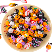 Set Penutup Pulpen Dekoratif 3D PVC Cetak Digital Halloween dan Natal Kreatif, Lucu, Kartun, Mini, Lembut, Pulpen Gel