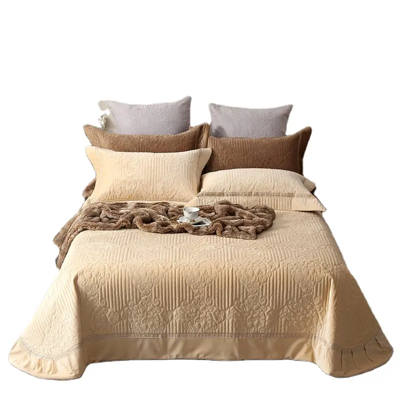 Conjunto de espalhador de cama de poliéster, para adultos, estampado, design acolchoado, 3 peças, conjunto de espalhas de cama king size