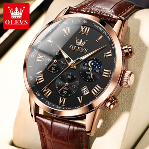 OLEVS 5529 oem özel logo reloj moda spor saat erkekler için deri kayış izle adam bilek oem quartz saat - Product Image 3