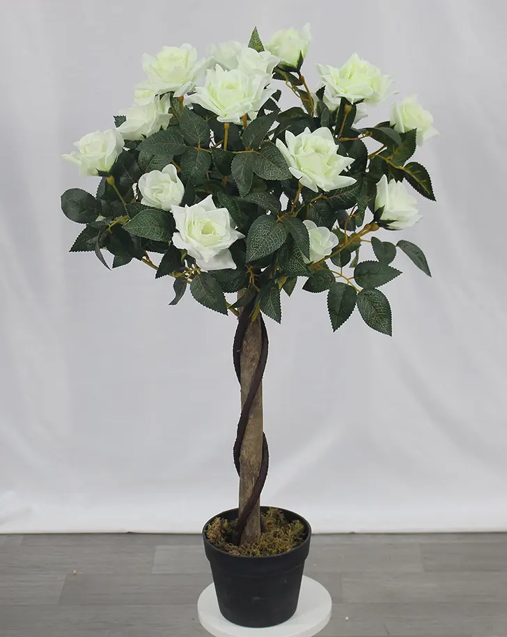 faux white flowers decoration rose plants topiary tree artificial flower tree