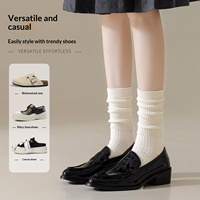 Chaussettes mi-mollet côtelées pour femmes, couleur unie, chaussettes superposées, en coton doux, décontractées, pour l'automne et l'hiver