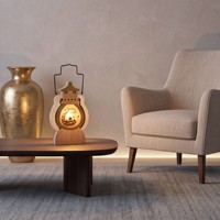 Lanterne du Ramadan en bois N-Concept 11*3*21.5cm 3L 2027 avec lumière LED, lanterne en bois en forme de tour de mosquée avec lumière LED pour la décoration de la maison musulmane