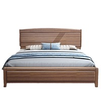 Lit en bois massif de noyer doré, lit double moderne de 1,8 m avec rangement haut, nouveau style chinois, cadre de lit queen pour chambre à coucher