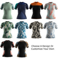 Rashguard à col rond pour femme, manches courtes, doux pour la peau, flexible, opaque, pour la natation, l'entraînement, la plongée avec tuba