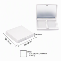 Boîtier compact en plastique à deux compartiments conçu pour deux teintes de poudre, un compartiment peut être réservé pour un houppette à poudre