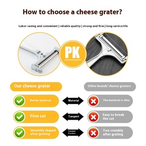 Râpe à fromage à épaisseur réglable, ustensile de cuisine, lame en acier inoxydable, manche en plastique, durable, compatible lave-vaisselle - Product Image 4