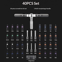 Jeu de tournevis à cliquet transformable en T de 40 pièces, tournevis multi-morphologies à couple élevé avec embouts S2