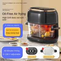 Freidora de Aire Multifuncional de Gran Capacidad, sin Aceite, con Pantalla Táctil, Freidora de Aire de Vidrio para el Hogar