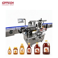 Machine d'étiquetage automatique double face en acier inoxydable, qualité alimentaire, pour bouteilles carrées CPTECH