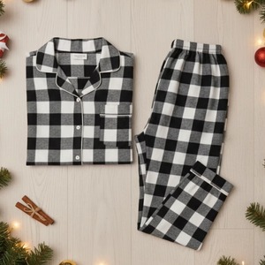 Winter Flannel Pajama <b>Set</b> Warm Cozy <b>Two</b> <b>Piece</b> Sleepwear Suit for Men and Women Home <b>Lounge</b> Wear at Best Prices - Product Image 2