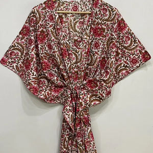 Kaftan court en soie pure, taille unique, ample et confortable pour toutes les tailles, environ 47 pouces, fournisseur d'Inde - Product Image 1