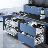 HNOSS keranjang tarik Stainless Steel, keranjang Organizer dapur multifungsi geser menarik piring keranjang laci
