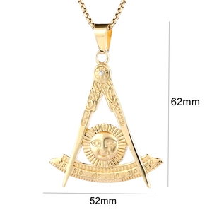 Collares y Cadenas con Colgantes Masónicos de Acero Inoxidable 18K, Diseño Vintage, para Maestros Masónicos de la Logia Azul, Venta al Por Mayor - Product Image 5