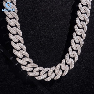 Cadena de eslabones cubanos de moissanita de 20 mm de gran tamaño con engaste alto, chapada en rodio, de plata maciza 925, joyería Hiphop Iced Out - Product Image 2