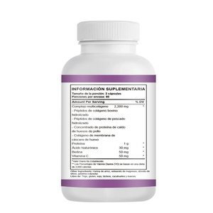 Péptidos de Colágeno Tipos I, II, III, V y X con Vitamina C y Biotina 2200 mg, 60 Cápsulas para Piel, Articulaciones, Cabello y Uñas - Product Image 2