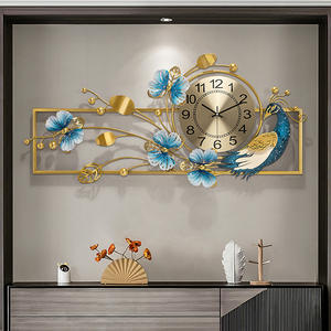 Horloge Murale Moderne Salon Horloge Créative Paon en Métal Horloge Silencieuse Atmosphérique en Fer Forgé à Suspendre - Product Image 3