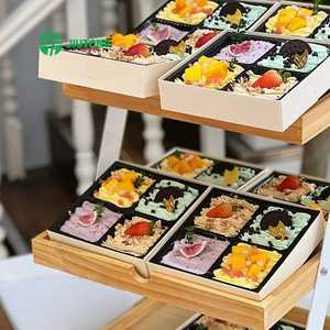 Phổ Biến Bốn Vuông Lưới Bằng Gỗ Nướng Giá Bốn Trong Một Hộp Bánh Cho Mini Kem Trái Cây Sushi Giải Pháp Lưu Trữ - Product Image 3