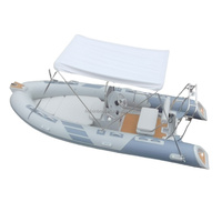 Bateau pneumatique semi-rigide CE RIB480 durable et léger en fibre de verre et PVC Hypalon, avec moteur hors-bord, pour la pêche, ensemble combiné bateau pneumatique semi-rigide et ponton gonflable