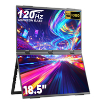 Écran portable double ultra-fin personnalisé de 18,5 pouces, moniteur d'ordinateur portable, panneau IPS, type C, large angle de vision, taux de rafraîchissement de 100 Hz, design pliable