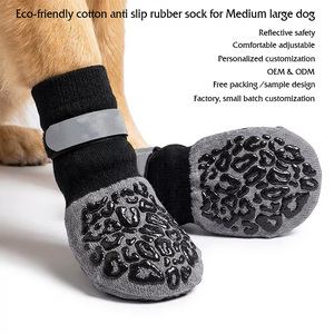 Chaussettes pour chiens en coton écologiques, chaudes et respirantes, avec bande réfléchissante et grip antidérapant réglable – Vente en gros - Product Image 3
