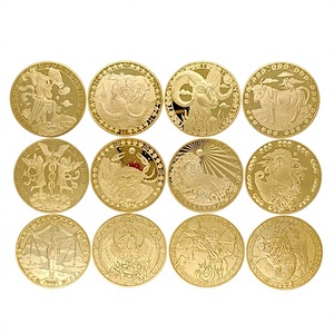 Ensemble de 12 pièces de monnaie en or des constellations, pièce commémorative astrologique du zodiaque en relief 3D, cadeau d'anniversaire, médaille de <span class=keywords><strong>horoscope</strong></span> à collectionner - Product Image 3